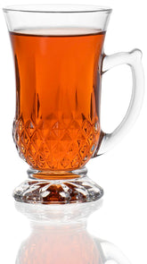 Red Co. classic clear cut tea cups with etched design for elegant service