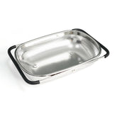 REDANT over-the-sink colander in stainless steel for quick, hands-free draining.