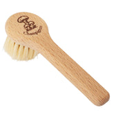 Redecker mushroom brush with natural pig bristle cleans mushrooms without water to preserve texture.