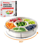 RedRoko rotating snack box container with lid for portable, spill-free snacking.