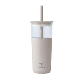 REDUCE Aspen 20oz glass tumbler with lid keeps beverages cold on the go.