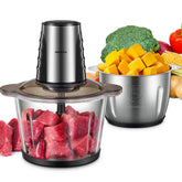 Reemix dual-bowls food processor in front view for versatile meal prep.