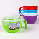 Regent soup bowls with handles displaying four color options for dorm meals.