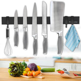 Rekehome wall-mounted 17 inch magnetic knife holder keeps blades organized.