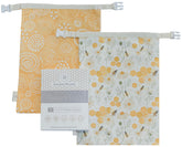 Reliable Rhodes beeswax bread bag 12x17 pack shot, two eco-friendly storage bags.