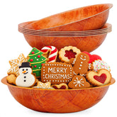Reluen 8-inch wooden salad bowls set for stylish table presentation at gatherings.