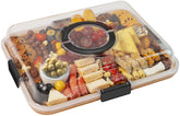 Renmxj charcuterie board with clear lid for easy transport and fresh display.