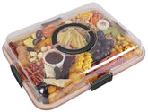 Renmxj charcuterie board with clear lid showcases contents while keeping them fresh.