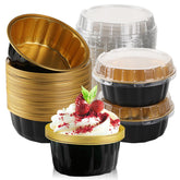 Retainbre 100-pack 8 oz aluminum cups with lids for convenient event serving.