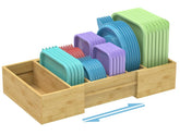 Retro Shaw large expandable lids organizer in cabinet showing wide lid storage