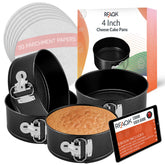 RFAQK 4-inch mini cake pans set ready for small cheesecakes and tarts.