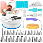 RFAQK 64pc cake decorating kit with turntable for smooth rotating decorating.