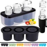 Rhewatin tumbler ice tray with bin and lid for spill-free filling