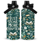 RHONGE Reading Water Bottle 32oz front view with green pattern for daily hydration.