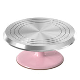 Riccle pink aluminium cake turntable base provides stable support for decorating