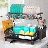 Ricobes dish drying rack 2 tier front view shows generous space for plates and bowls