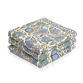 Ridhi asparagus green hand block print waffle towel set, soft natural cotton.