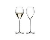 Riedel Veloce champagne glass pack of two for elegant toasts and consistent service.