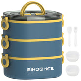 RIKDOKEN lunch box three-layer stack keeps meals organized on the go.
