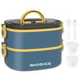 RIKDOKEN lunch box two-layer setup for easy meal prep on the go.