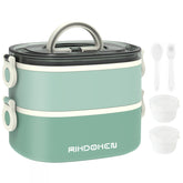 RIKDOKEN lunch box showing two-layer stackable design for flexible portions.