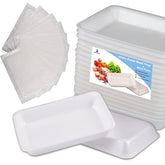 RIKICACA white foam meat tray for 25pcs, clean presentation and sturdy handling.