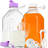 Ritayedet 64oz glass milk bottle with spout for easy, mess-free pouring.