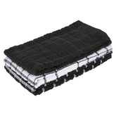 Ritz premium cotton terry check towels in black, three-pack, highly absorbent for kitchen tasks