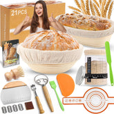 RIZENCE sourdough starter kit with oval proofing basket for crispy crusts
