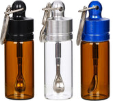 RLFDAE 3-pack mini glass containers with spoons on a keychain for on-the-go organization.