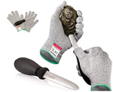 Rockland Guard oyster shucking knife 3.5-inch in action for smooth shell opening.
