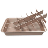 ROFROX brownie pan with dividers for even slices and easy release
