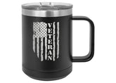 Rogue River Tactical USA tattered-flag mug for daily coffee on the go
