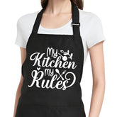 Rokasreke apron with pockets in the kitchen keeps phone and tools within reach.