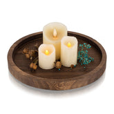 Romadedi round wood tray for candle display and elegant table styling.