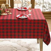 Romanstile Christmas checkered tablecloth on a dining table for festive meals