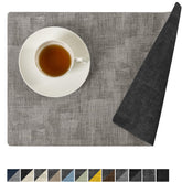 Romanstile dual-sided placemats in gray and light gray for quick, matching table styling.