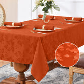 Romanstile jacquard tablecloth floral-autumn pattern elevates dining ambiance.