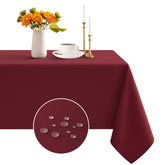 Romanstile rectangle burgundy tablecloth on dining table for elegant gatherings