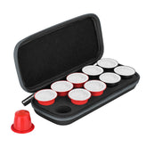 ROMAUNT travel case holds 10 Nespresso OriginalLine pods securely for travel.