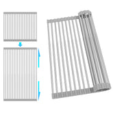 romise roll up dish drying rack extends to fit larger sinks for flexible kitchen organization