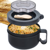 Ronanemon ramen bowl with steam-outlet lid for splatter-free heating.