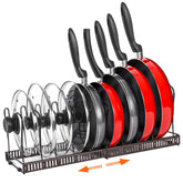 ROOHUA pot rack organizer in cabinet with bronze finish offering sturdy cookware support