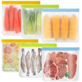 ROONOO 6-pack dishwasher-safe bags for easy organization and meal prep.