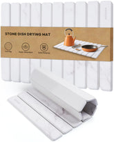 Roran Stone Drying Mat on the kitchen counter, 24x16, absorbs moisture quickly to keep surfaces dry.