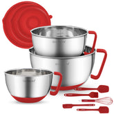 Rorence stainless steel mixing bowls with lids for fresh storage and clean transfers