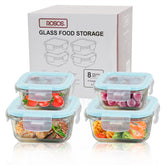 ROSOS 320ml square glass storage container with lid for fresh snacks
