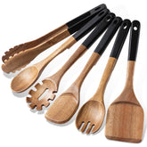 ROSOS wooden spoons 6pc acacia set, ideal for versatile daily cooking tasks