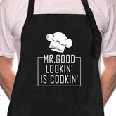 Rosoz funny BBQ apron with Mr Goodlookin' is Cookin' protects clothes during grilling
