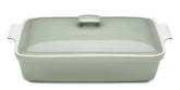 ROSSALLINI stoneware casserole dish with lid in Sage Green for elegant oven-to-table serving
